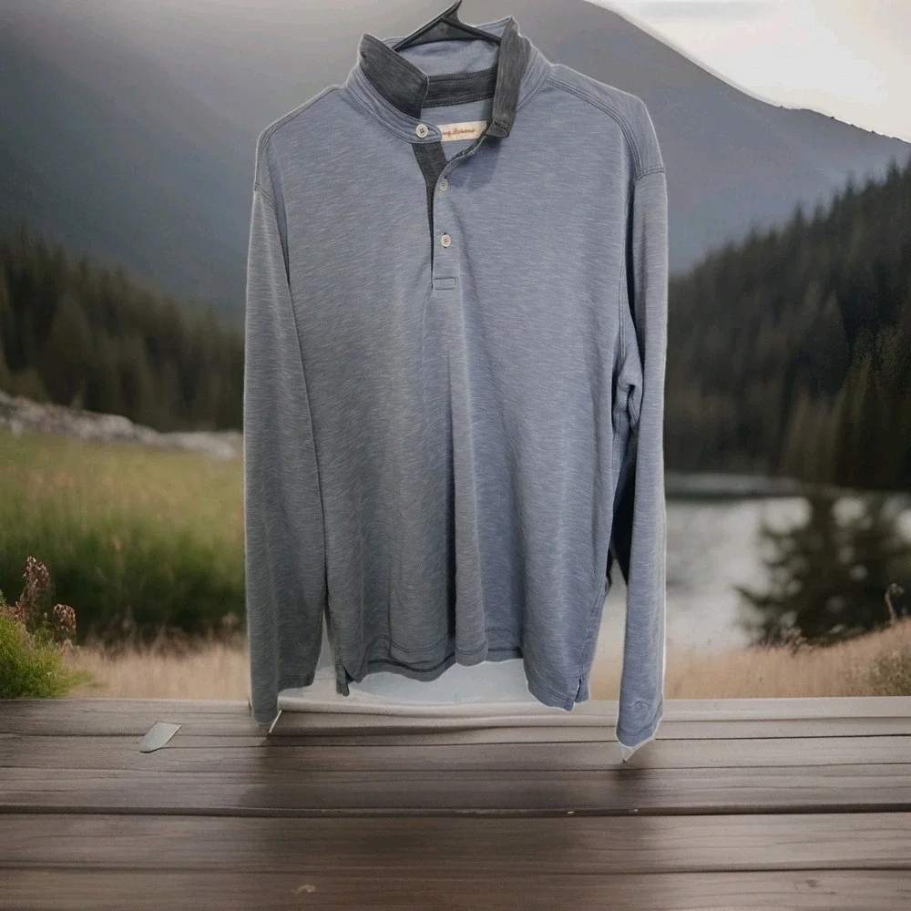 TOMMY BAHAMA MEN'S MODAL / POLY LONG SLEEVE POLO SHIRT SIZE LARGE GREAT! So Soft